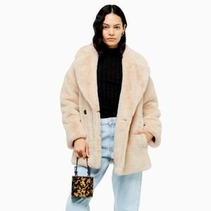 NWT Faux Fux Double Breasted Coat